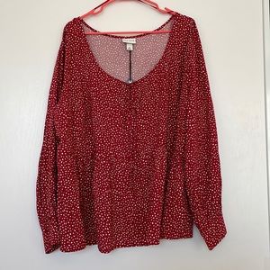 NWT! Red Long Sleeve Flowy Blouse
